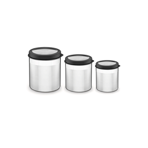 JUEGO DE POTES EN ACERO INOXIDABLE 3 PIEZAS CUCINA